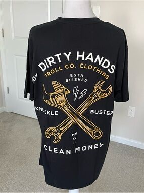 NWT Troll Co. Dirty Hands Clean Money Black Short Sleeve T-Shirt Size L & 3X
